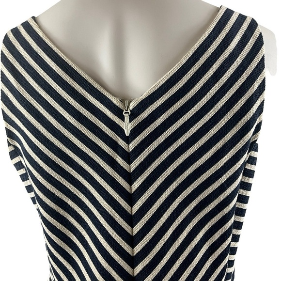 Maeve Anthropologie Mitered Navy and White Fit & Flare Embroidered Dress - Picture 10 of 11